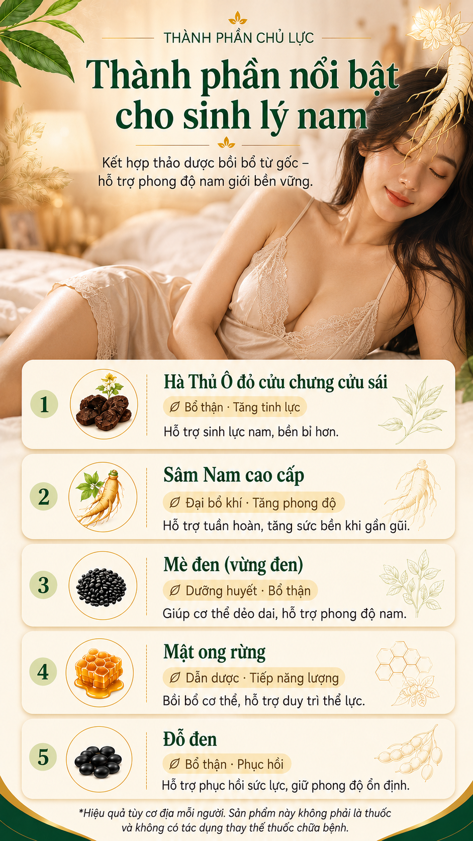 Thành phần nổi bật cho sinh lý nam